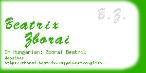 beatrix zborai business card